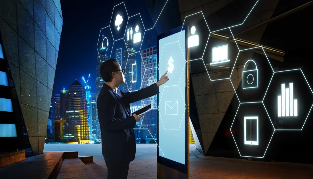 A digital finance interface, representing the choice between the DIFC Innovation Licence, DFSA authorisation and VARA